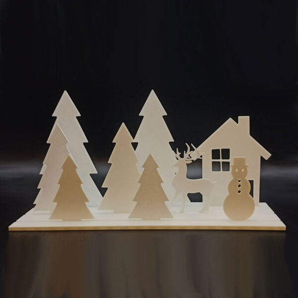 bela1 Božična dekoracija Hiška v gozdu